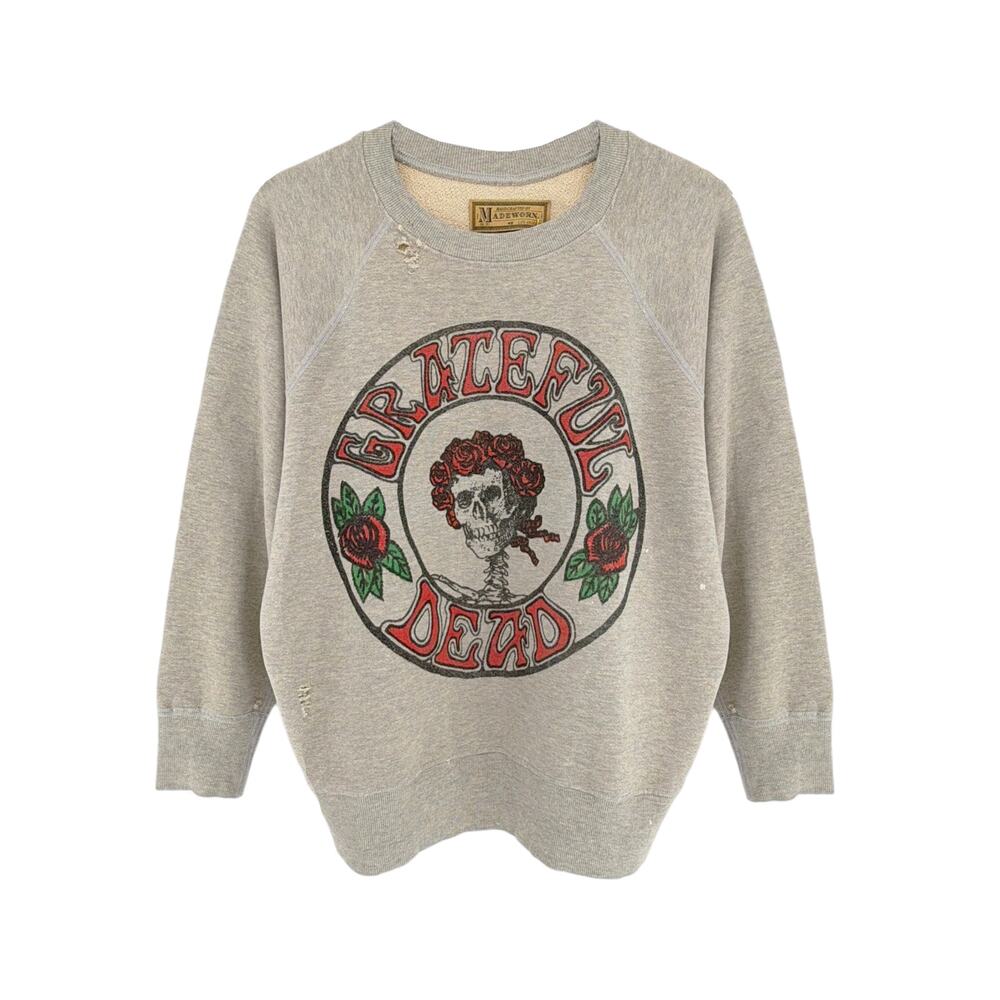 MADEWORN Grateful Dead Sugar Magnolia Shrunken Sweatshirt in Heather M